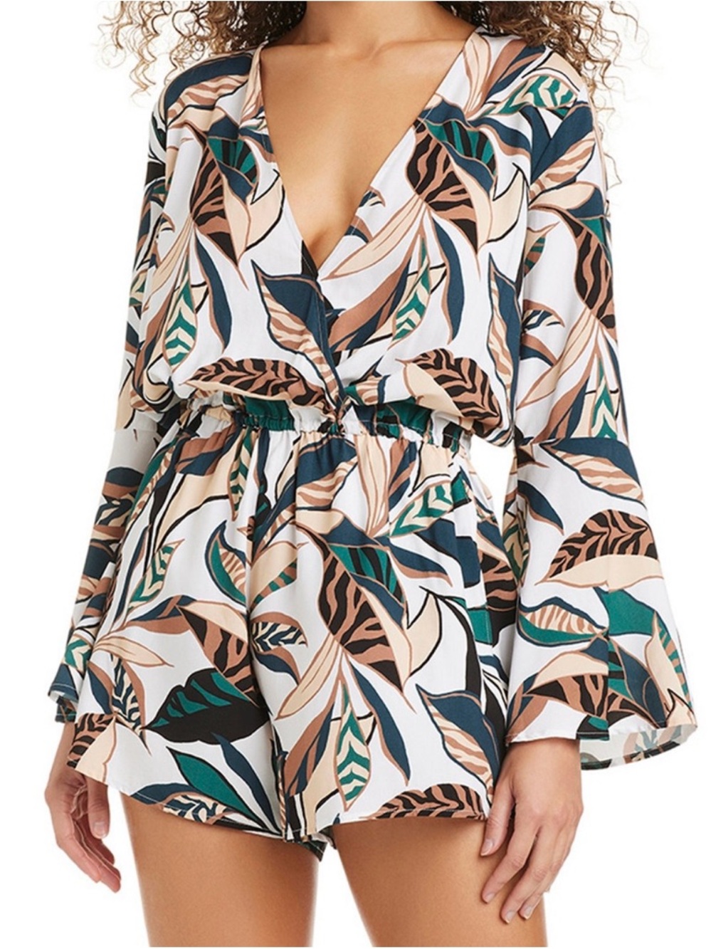 Bar III Tropical Wrap Romper